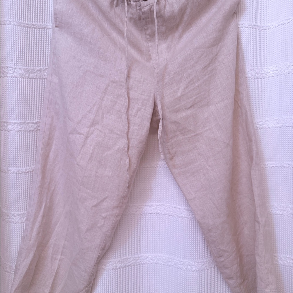 Woman Beige Linen Pants